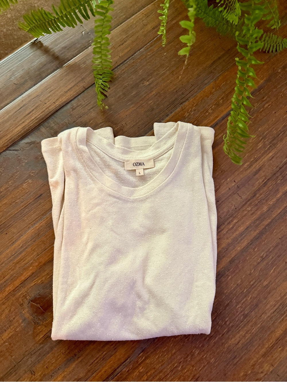 OZMA Classic Tee, Regenerative silk noil, in Natural, size L